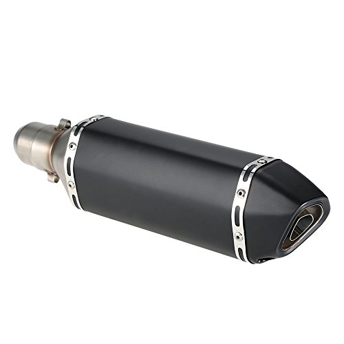 KKmoon 38-51mm Motorrad Auspuff Endschalldämpfer Universal Schalldämpfer schwarzer Kleiner Sechskant Auspuff Schalldämpfer für Motorrader ATV